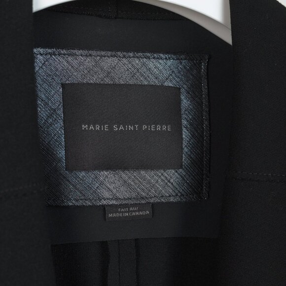 Marie Saint Pierre Black & Metallic Blue Ruffle Ponte Open-Front Coat - Picture 8 of 9